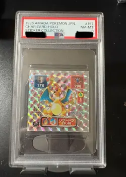 1996 AMADA POKEMON JPN STICKER COLL #157 CHARIZARD-HOLO PSA 8 - Image 1