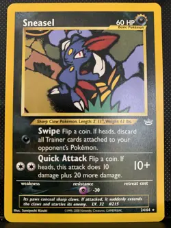 Pokemon TCG Sneasel Neo Revelation Unlimited Rare 24/64 Sumiyoshi Kizuki - Image 1