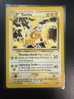 RAICHU Rare Pokemon TCG Neo Revelation 21/64 Classic Vintage LP+ - Image 1