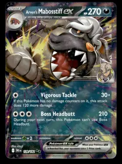 Arven's Mabosstiff ex 139/182 Double Rare Destined Rivals Pokemon NM - Image 1