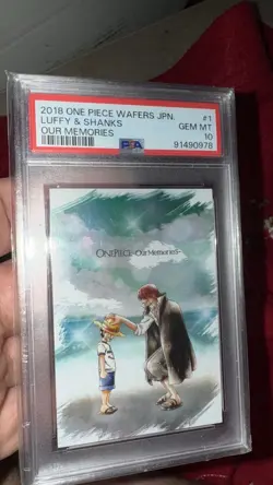 PSA 10 Lufy Shanks One Piece Wafer Card Giapponese I nostri ricordi 1 2018 - Image 1