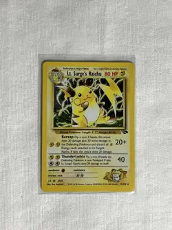 Pokemon TCG Lt. Surge's Raichu Holo Rare Unlimited 11/132 Gym Challenge - Image 1