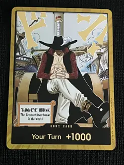 DON!! Card Gold Frame Hawk-Eye Mihawk OP14 - One Piece CCG Holo One Piece - Image 1