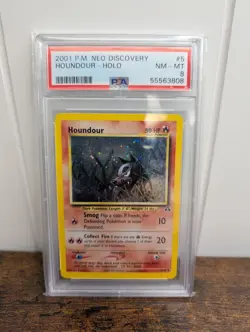 Pokemon TCG Houndour Neo Discovery Holo Rare Card 5/75 Psa 8 - Image 1