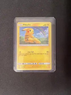 2017 Pikachu Holo Pokemon Trading Card 28/73 Holo Pikachu Card Rainbow - Image 1