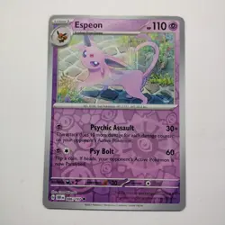 Pokemon Card Espeon (086/197) Obsidian Flames Uncommon Reverse Holo - Image 1