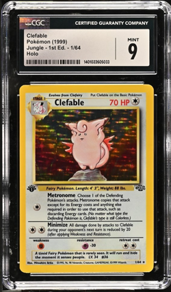Clefable 1/64 1st Edition Holo Pokemon Jungle CGC 9 Mint - Image 1