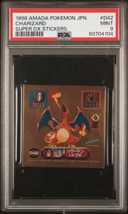1998 Pokemon Amada Super DX Sticker Charizard #D42 PSA 9 - Image 1