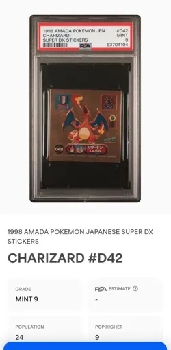 1998 Pokemon Amada Super DX Sticker Charizard #D42 PSA 9 - Image 4