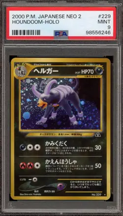 Pokemon Houndoom Neo 2 Japanese Holo Rare #229 PSA 9 Mint - Image 1