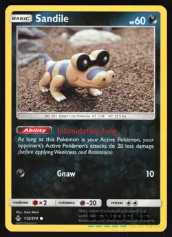 Sandile - 113/214 - Reverse Holo Common - Unbroken Bonds - Pokemon Card - Image 1