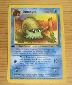 1999 Pokemon Omanyte 1st Edition 52/62 Fossil LP - Image 1