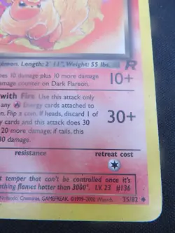Dark Flareon unlimited Team rocket Uncommon 35/82 - WOTC Pokemon LP - Image 4