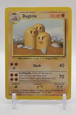 Pokemon TCG Dugtrio Base Set 19/102 Unlimited Rare MP - Image 1
