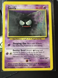 Gastly 50/102, 1999 Base Set, Pokemon TCG, WotC, Vintage, Common, NM/LP - Image 1