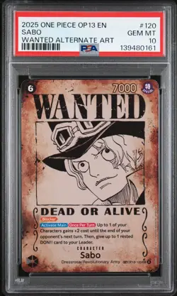 One Piece Carrying on His Will Wanted Poster Sabo OP13-120 Alternate Art PSA 10 - Image 1