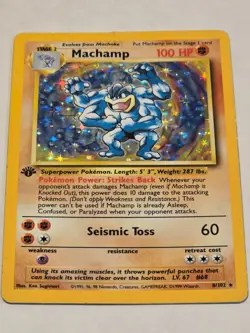 🔥 Machamp 8/102 Holo Rare 1st Edition Base Set WOTC Pokemon Card - Heavy play! - Image 1