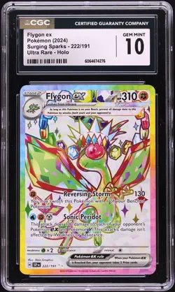 2024 POKEMON SURGING SPARKS FLYGON EX ULTRA RARE 222/191 CGC 10 GEM MINT - Image 1