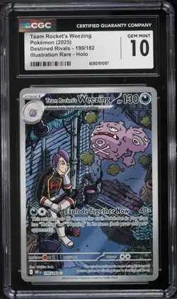 CGC 10 - Team Rocket's Weezing 199/182 Illustration Rare Pokemon Destined Rivals - Image 1