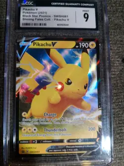 Pikachu V SWSH061 Graded CGC 9 Promo Pokemon TCG Trading Card Game - Image 1