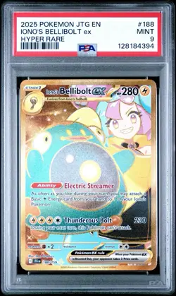 2025 POKEMON JTG EN-JOURNEY TOGETHER HYPER RARE #188 IONO'S BELLIBOLT EX PSA 9 - Image 1
