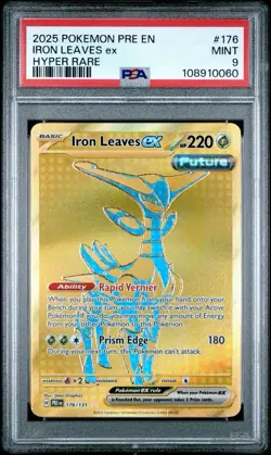 2025 POKEMON PRE EN-PRISMATIC EVOLUTIONS HYPER RARE #176 IRON LEAVES EX PSA 9 - Image 1