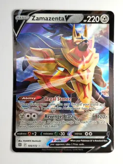 Zamazenta V - 105/172 - Pokemon Brilliant Stars Sword & Shield Rare Card NM - Image 1