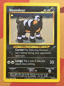 Pokemon Card - Houndour - Unlimited - UC (43/105) WOTC Neo Destiny *LP* - Image 1