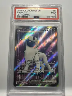 PSA mint 9 Pokemon 2023 Scarlet & Violet Obsidian Flames Absol ex 214/197 - Image 1