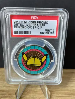 2019 Pokemon Coin Promo Detective Pikachu Charizard Gx Special Case File PSA 9 - Image 3