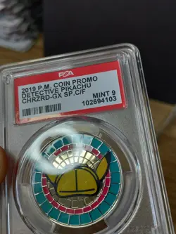 2019 Pokemon Coin Promo Detective Pikachu Charizard Gx Special Case File PSA 9 - Image 5