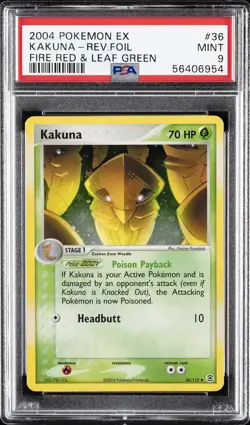 2004 POKEMON EX FIRE RED & LEAF GREEN #36 KAKUNA-REVERSE FOIL PSA 9 - Image 1