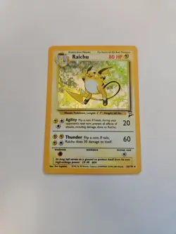 Raichu 16/130 Holo Rare Card Pokemon Base Set 2 - Image 1