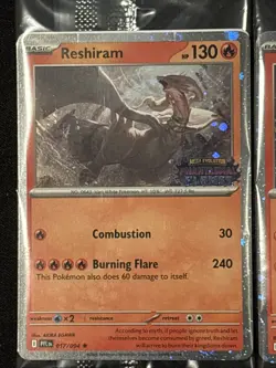 3x Sealed Reshiram 017/094 Pokemon Phantasmal Flames Stamped B&N / HT Promo - Image 2