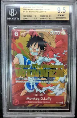 Monkey.D.Luffy - P-001 Promo - Super Pre Release Winner BGS 9.5 - One Piece Card - Image 1