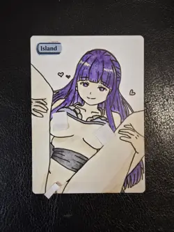 Magic MTG Altered Island / Land Card | Original Hand Drawn & Colored Anime Girl - Image 1