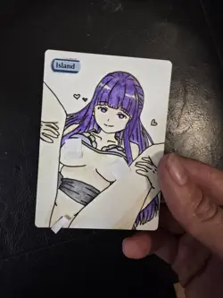 Magic MTG Altered Island / Land Card | Original Hand Drawn & Colored Anime Girl - Image 2