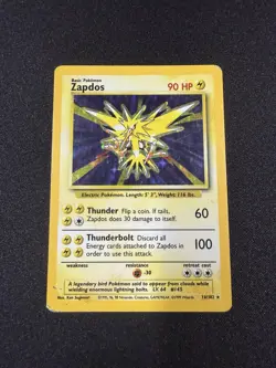 Pokemon TCG Zapdos Holo Rare Card Unlimited Base Set 16/102 - Image 1