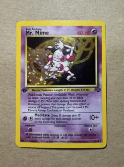 1999 Pokemon 1st Edition Jungle Holo Mr Mime Card 6/64 - Image 1