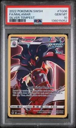 2022 POKEMON SWORD & SHIELD SILVER TEMPEST #TG06 FA/MALAMAR PSA 10 - Image 1