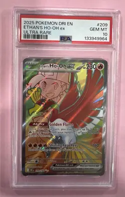2025 POKEMON DRI EN-DESTINED RIVALS ULTRA RARE #209 ETHAN'S HO-OH EX PSA 10 - Image 1