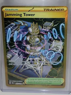 New Pokemon Destined Rivals Jamming Tower Gold Hyper Rare card #243/182. - Image 1
