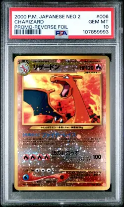 Charizard PSA 10 - Pokemon 2000 Japanese Neo 2 Promo Reverse Foil #006 - Image 1
