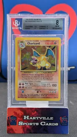 1999 Pokemon Base Set Unlimited Charizard Holo #4 BGS 8 NM-MINT Vintage - Image 1
