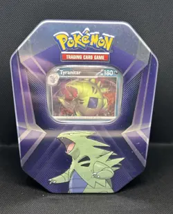 Pokemon TCG Triple Whammy Tin Tyranitar Sealed w/ Promo Cards & Booster Packs - Image 1