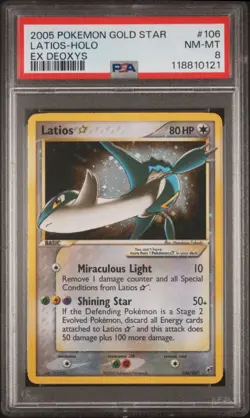 2005 Pokemon EX Deoxys Holo Latios Gold Star #106 PSA 8 NM-MT - Image 1