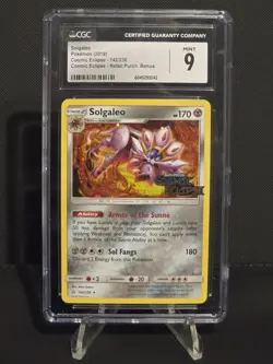 Solgaleo Holo 142/136 Cosmic Eclipse Stamp - 2019 Pokemon Cosmic Eclipse CGC 9 - Image 1