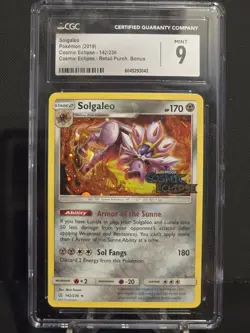 Solgaleo Holo 142/136 Cosmic Eclipse Stamp - 2019 Pokemon Cosmic Eclipse CGC 9 - Image 3
