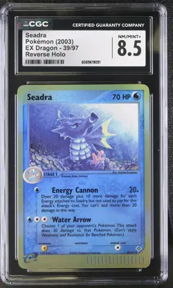 CGC 8.5 Seadra 2003 EX Dragon 39/97 Reverse Holo Pokemon Card - Image 1