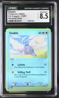 CGC 8.5 Swablu 2003 EX Dragon 75/97 Reverse Holo Pokemon Card - Image 1